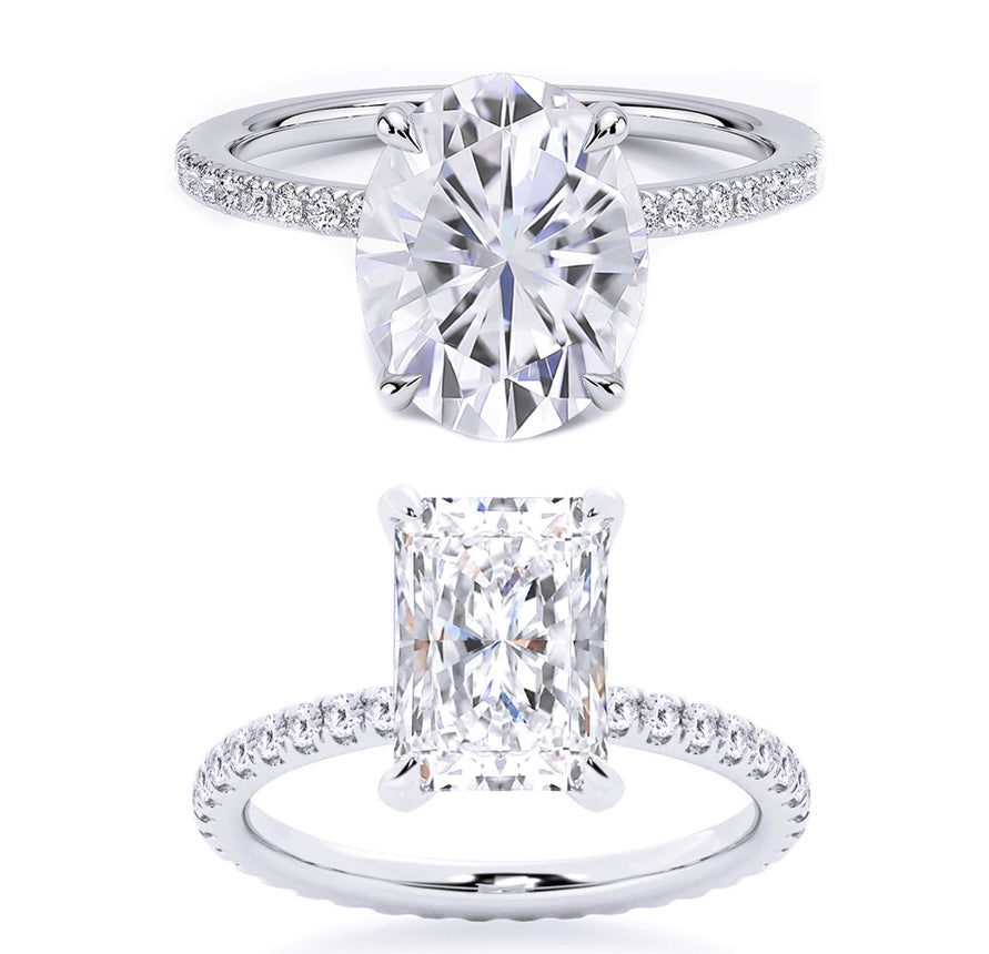 low radiant cut diamond ring